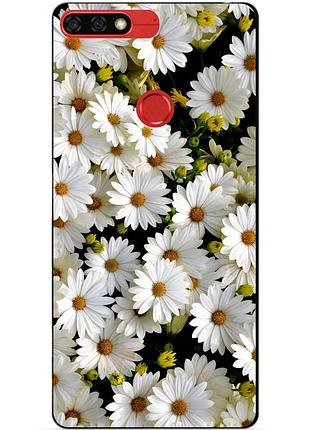 Бампер силиконовый чехол для huawei honor 7c pro с рисунком ромашки