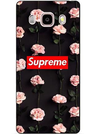 Силиконовый чехол бампер для samsung galaxy j510 j5-2016 с рисунком supreme на розах