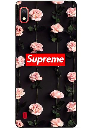 Силіконовий чохол для samsung a10 з малюнком supreme на трояндах