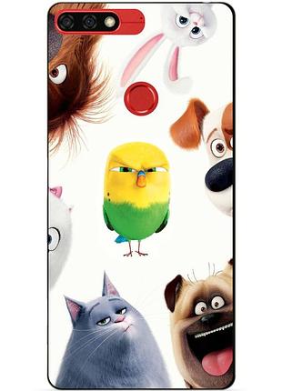 Бампер силиконовый чехол для huawei honor 7c pro с рисунком тайная жизнь домашних животных