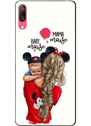 Чехол силиконовый для huawei y7 2019 с рисунком мама и малыш