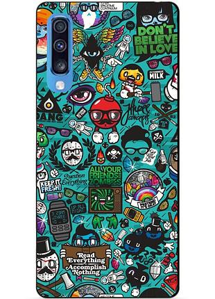Силиконовый чехол бампер для samsung a70 с рисунком стикеры