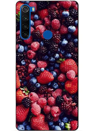 Силиконовый чехол бампер для xiaomi redmi note 8t с рисунком ягоды