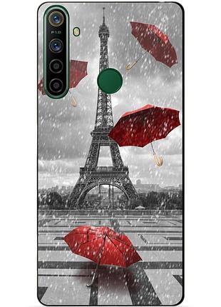 Силиконовый чехол бампер для realme 5i с рисунком эйфелева башня