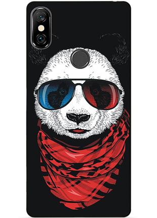 Силіконовий бампер чохол для xiaomi redmi note 6 pro з малюнком панда в окулярах