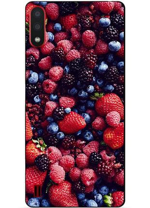 Силиконовый бампер чехол для samsung a01 galaxy a015f с рисунком ягоды