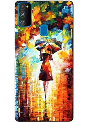 Силиконовый бампер чехол для samsung m21 galaxy m215f с рисунком прогулка