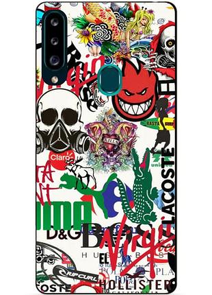 Силіконовий бампер чохол для samsung a20s 2019 galaxy a207f з малюнком стікери puma