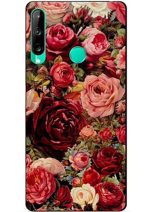 Силиконовый чехол бампер для huawei p40 lite e с рисунком красные розы