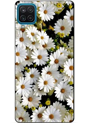 Силиконовый бампер чехол для samsung a12 с рисунком ромашки