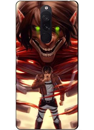 Силиконовый бампер чехол для xiaomi redmi 8 с аниме attack on titan