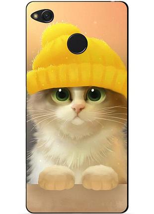 Силіконовий чохол бампер для xiaomi redmi 4x з малюнком котик в шапці