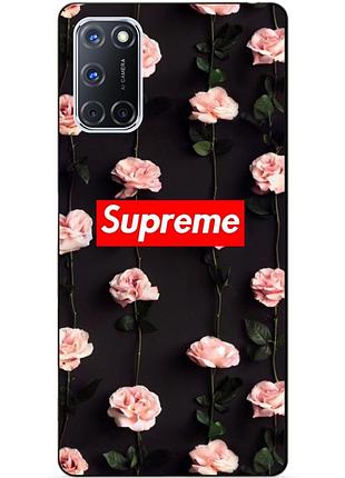Силіконовий бампер чохол для oppo a72 з малюнком supreme на трояндах