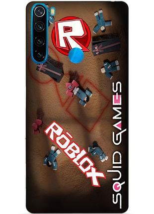 Силиконовый бампер чехол для xiaomi redmi note 8 roblox игра в кальмара