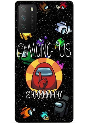 Силіконовий бампер чохол для xiaomi poco m3 з малюнком among us