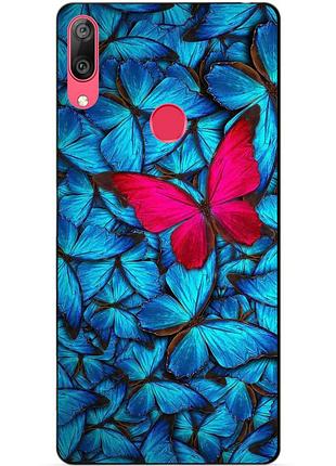 Силиконовый бампер для huawei y7 2019 с рисунком мотыльки