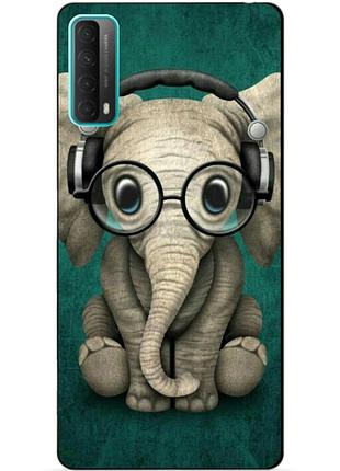 Силиконовый бампер чехол для huawei p smart 2021 с рисунком слоник