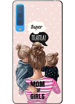 Силиконовый бампер для samsung a7 2018 galaxy a750 с рисунком super mama
