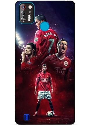Силіконовий бампер чохол для tecno pop 4 pro з малюнком ronaldo mu