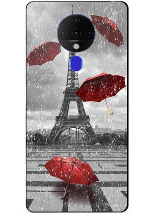 Силиконовый бампер чехол для tecno spark 6 с рисунком дождь в париже