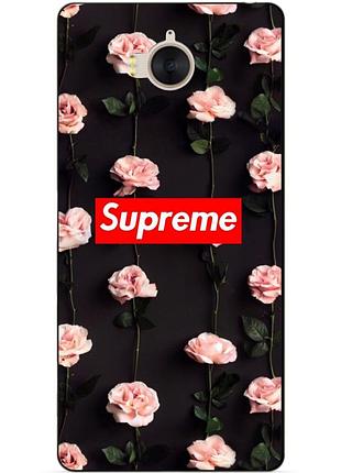 Чехол силиконовый для huawei y5 2017 с картинкой supreme на розах