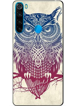 Силиконовый чехол бампер для xiaomi redmi note 8 с рисунком сова