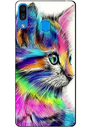 Силіконовий бампер чохол для samsung a30 2019 galaxy a305f з малюнком акварельний котик