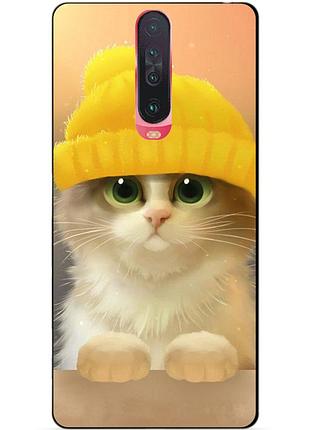 Силіконовий чохол бампер для xiaomi redmi k30 з малюнком котик в шапочці