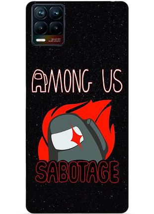 Силиконовый чехол бампер для realme 8 / 8 pro с рисунком саботаж among us