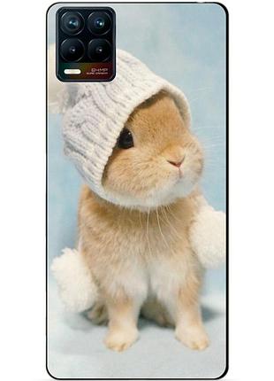 Силіконовий чохол бампер для realme 8 / 8 pro з малюнком зайчик в шапці