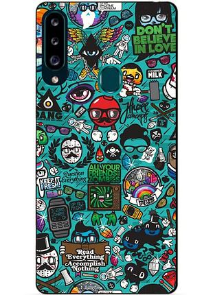 Силіконовий чохол бампер для samsung a20s 2019 galaxy a207f з малюнком стікери