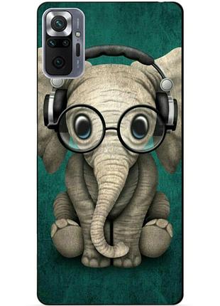 Силиконовый бампер чехол для xiaomi redmi note 10 pro с рисунком слоник