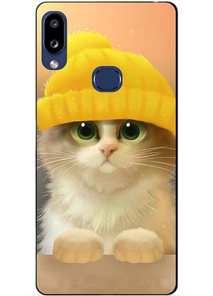 Чехол силиконовый для samsung a10s 2019 galaxy a107f с рисунком котик в шапке