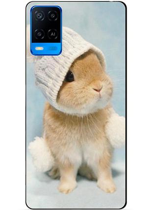 Силіконовий бампер чохол для oppo a54 з малюнком зайчик в шапці