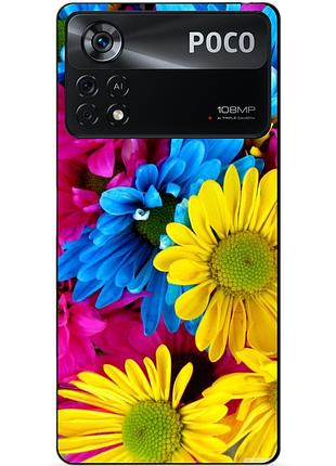 Силіконовий бампер чохол для xiaomi poco x4 pro 5g з малюнком хризантеми