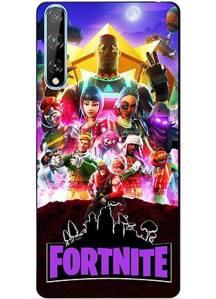 Силиконовый чехол бампер для huawei p smart s с рисунком fortnite
