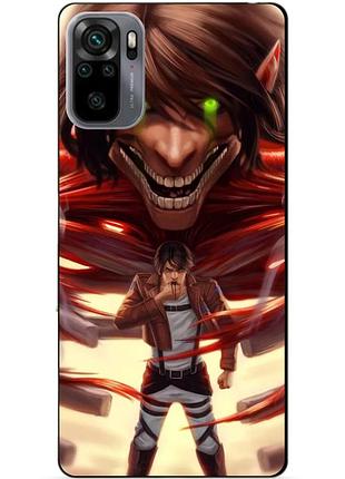 Силиконовый бампер чехол для xiaomi redmi note 10s / note 10 с аниме attack on titan