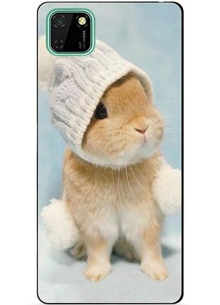 Силиконовый чехол бампер для huawei y5p с рисунком зайчик в шапке