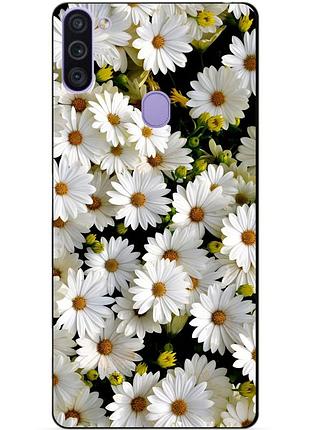 Силиконовый бампер чехол для samsung m11 с рисунком ромашки