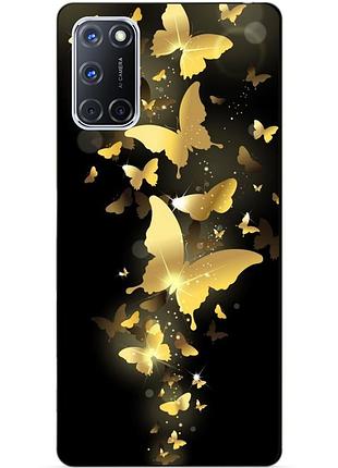 Силіконовий бампер чохол для oppo a72 з малюнком золоті метелики