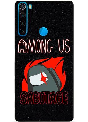 Силиконовый чехол бампер для xiaomi redmi note 8 с рисунком саботаж among us