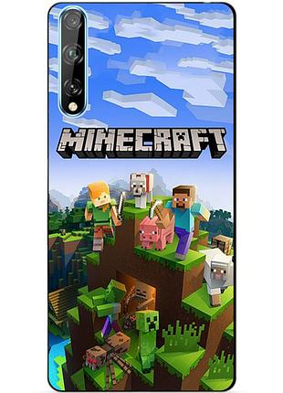 Силиконовый чехол бампер для huawei p smart s с рисунком minecraft