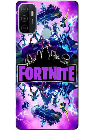 Силиконовый бампер чехол для oppo a53 с рисунком fortnite marvel