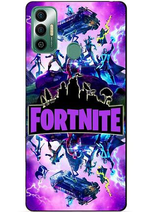Силиконовый бампер чехол для tecno spark 7 с рисунком fortnite marvel