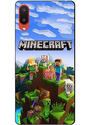 Силіконовий бампер чохол для samsung a02 з малюнком minecraft