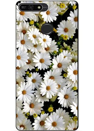 Чехол силиконовый бампер для huawei honor 7a pro с рисунком ромашки
