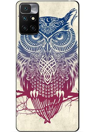 Силиконовый бампер чехол для xiaomi redmi 10 с рисунком сова