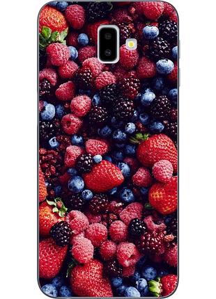 Силиконовый бампер для samsung j6 plus galaxy j610 с рисунком ягоды