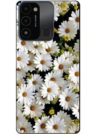 Силиконовый бампер чехол для tecno spark go 2022/spark 8c с рисунком ромашки