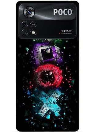 Силиконовый бампер чехол для xiaomi poco x4 pro 5g с рисунком playstation